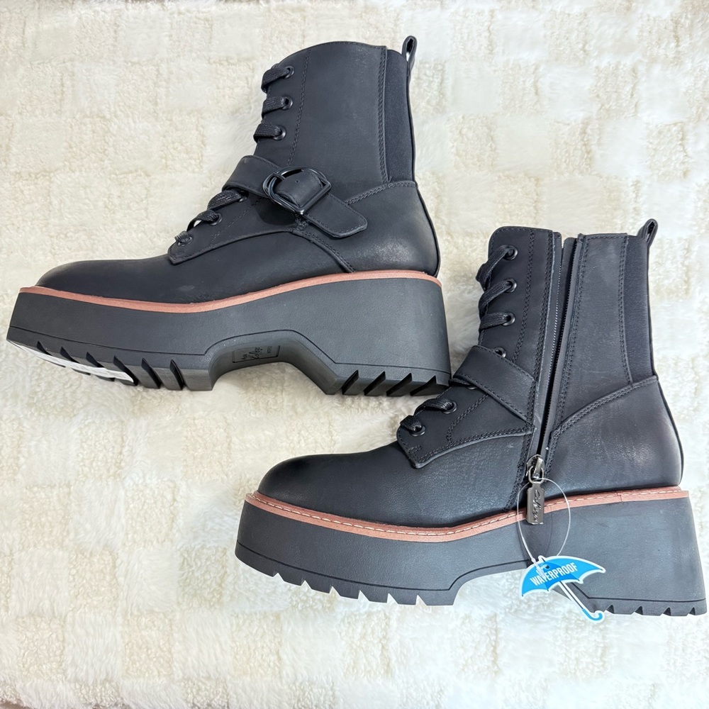 Aqua College Lace-Up Combat Boots Size 7.5 waterproof New - Picture 6 of 11